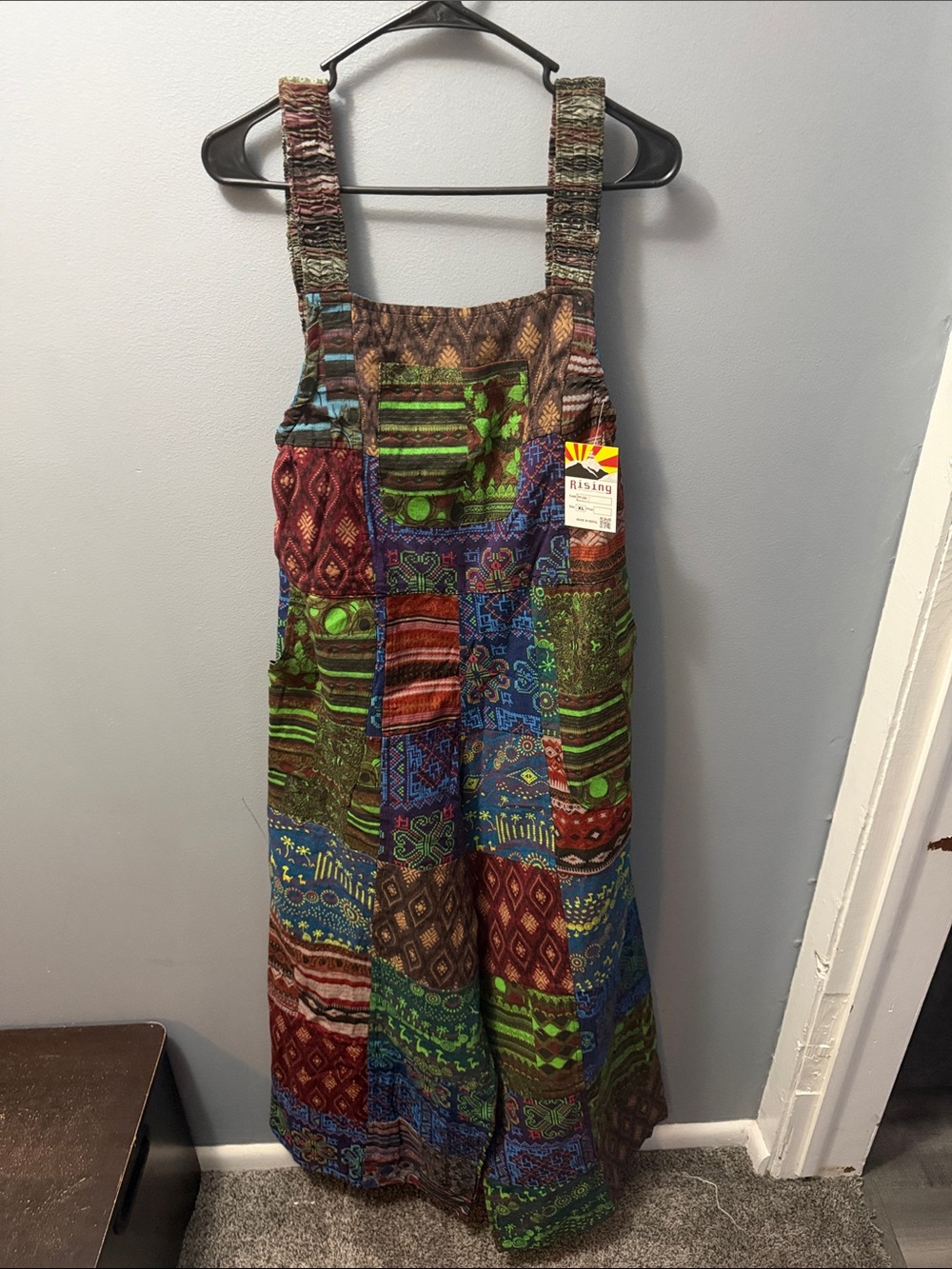 Rising International Colorful Patchwork Overalls